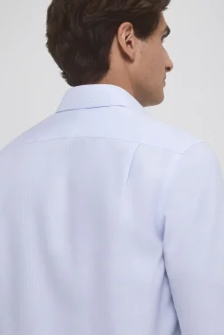 Pedro del Hierro Camisas|Camisas Clássicas-Camisa social com botões de punho, não resistente ao ferro e às manchas, corte simples e à medida Azul