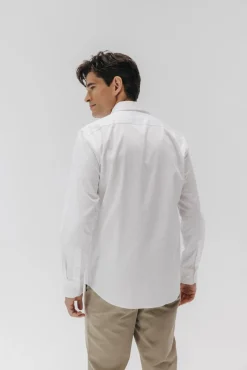 elPulpo Camisas|Camisas Clássicas-Camisa social de popelina elástica Branco