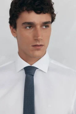 Pedro del Hierro Camisas|Camisas Clássicas-Camisa social estruturada slim fit, resistente a manchas e que não precisa passar Branco