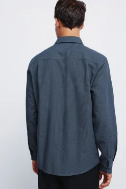 Springfield Camisas|Camisas Clássicas-Camisa social estruturada bicolor azul