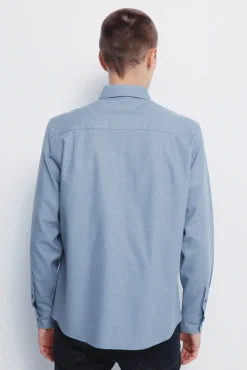 Springfield Camisas|Camisas Clássicas-Camisa social estruturada bicolor azul