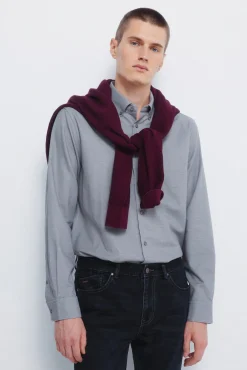 Springfield Camisas|Camisas Clássicas-Camisa social estruturada bicolor cinzento