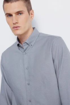Springfield Camisas|Camisas Clássicas-Camisa social estruturada bicolor cinzento
