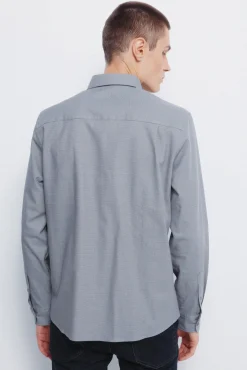 Springfield Camisas|Camisas Clássicas-Camisa social estruturada bicolor cinzento
