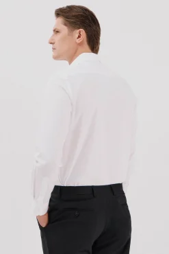 Cortefiel Camisas|Camisas Clássicas-Camisa social lisa de algodão tencel Branco