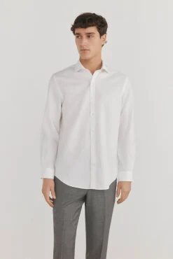 Pedro del Hierro Camisas|Camisas Clássicas-Camisa social lisa que não pode ser passada a ferro + resistente a manchas Branco