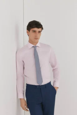 Pedro del Hierro Camisas|Camisas Clássicas-Camisa social lisa que não pode ser passada a ferro + resistente a manchas Rosa