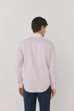 Pedro del Hierro Camisas|Camisas Clássicas-Camisa social lisa que não pode ser passada a ferro + resistente a manchas Rosa