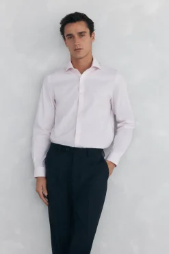 Pedro del Hierro Camisas|Camisas Clássicas-Camisa social lisa que não pode ser passada a ferro + resistente a manchas Rosa