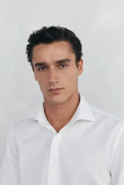 Pedro del Hierro Camisas|Camisas Clássicas-Camisa social lisa que não pode ser passada a ferro + resistente a manchas Branco