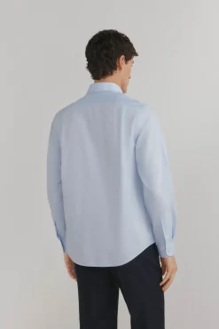 Pedro del Hierro Camisas|Camisas Clássicas-Camisa social lisa que não pode ser passada a ferro + resistente a manchas Azul
