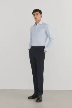 Pedro del Hierro Camisas|Camisas Clássicas-Camisa social lisa que não pode ser passada a ferro + resistente a manchas Azul