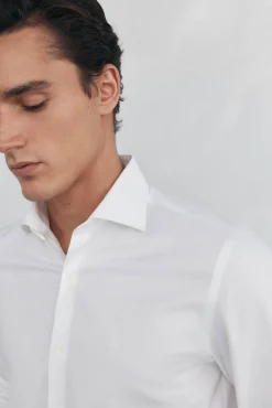 Pedro del Hierro Camisas|Camisas Clássicas-Camisa social lisa que não pode ser passada a ferro + resistente a manchas Branco