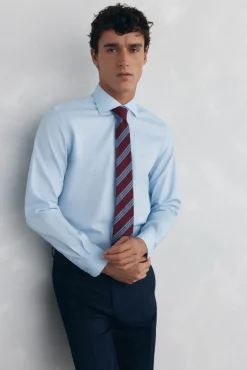 Pedro del Hierro Camisas|Camisas Clássicas-Camisa social lisa que não pode ser passada a ferro + resistente a manchas Azul