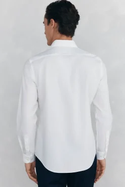 Pedro del Hierro Camisas|Camisas Clássicas-Camisa social lisa, slim fit, resistente a manchas e não engomada Branco