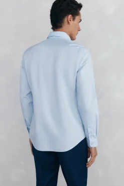 Pedro del Hierro Camisas|Camisas Clássicas-Camisa social lisa, slim fit, resistente a manchas e não engomada Azul