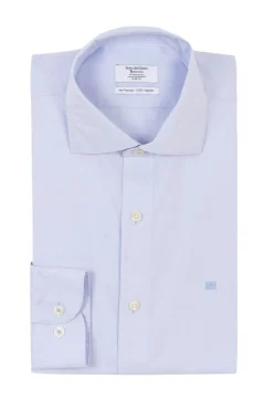 Pedro del Hierro Camisas|Camisas Clássicas-Camisa social lisa, slim fit, resistente a manchas e não engomada Azul