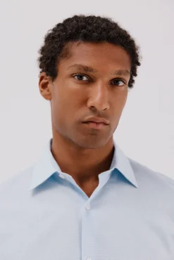 Cortefiel Camisas|Camisas Clássicas-Camisa social pied-de- pied-de-poule tencel Azul