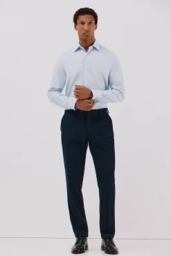 Cortefiel Camisas|Camisas Clássicas-Camisa social pied-de- pied-de-poule tencel Azul