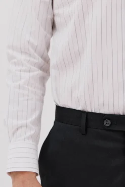 Cortefiel Camisas|Camisas Clássicas-Camisa social riscas de algodão tencel Branco