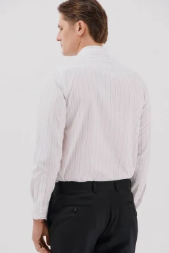 Cortefiel Camisas|Camisas Clássicas-Camisa social riscas de algodão tencel Branco