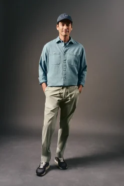 OOTO Camisas-Camisa tecido espiga Azul