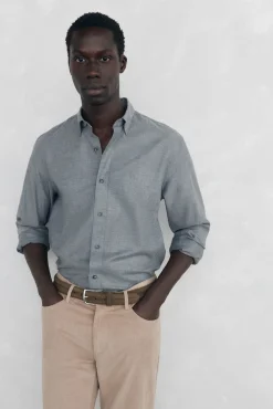 Pedro del Hierro Camisas-Camisa Tencel lisa mesclada Cizento