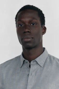 Pedro del Hierro Camisas-Camisa Tencel lisa mesclada Cizento