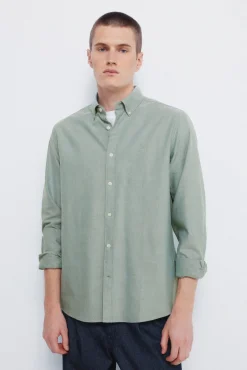 Springfield Camisas-Camisa Tencel Oxford bege