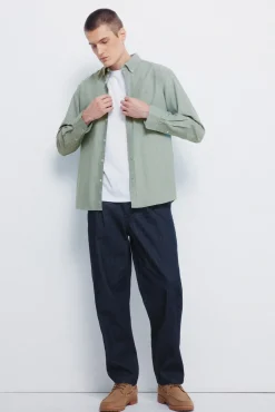 Springfield Camisas-Camisa Tencel Oxford bege