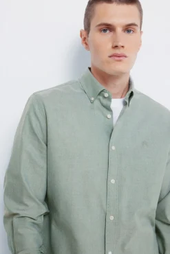 Springfield Camisas-Camisa Tencel Oxford bege