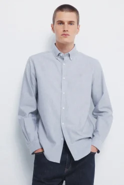 Springfield Camisas-Camisa Tencel Oxford cinzento