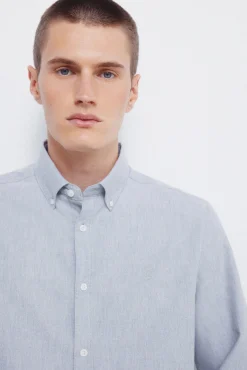 Springfield Camisas-Camisa Tencel Oxford cinzento