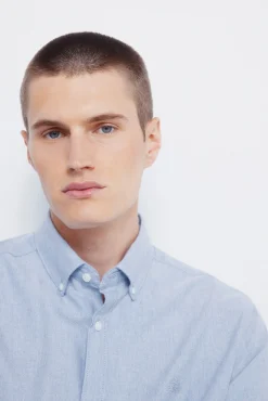 Springfield Camisas-Camisa Tencel Oxford azul