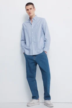 Springfield Camisas-Camisa Tencel Oxford azul