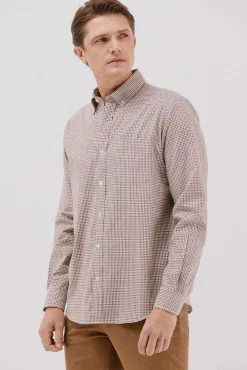 Cortefiel Camisas-Camisa twill xadrez Laranja