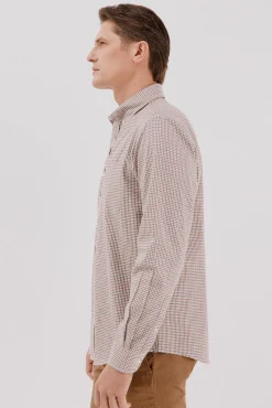 Cortefiel Camisas-Camisa twill xadrez Laranja