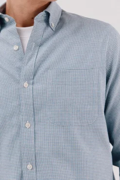 Cortefiel Camisas-Camisa twill xadrez Azul