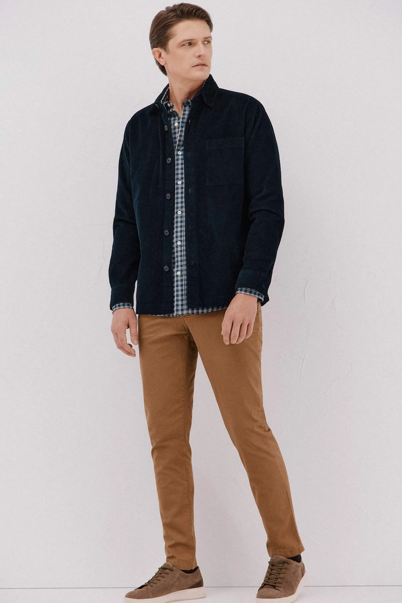 Cortefiel Camisas-Camisa twill xadrez Azul