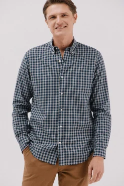 Cortefiel Camisas-Camisa twill xadrez Azul