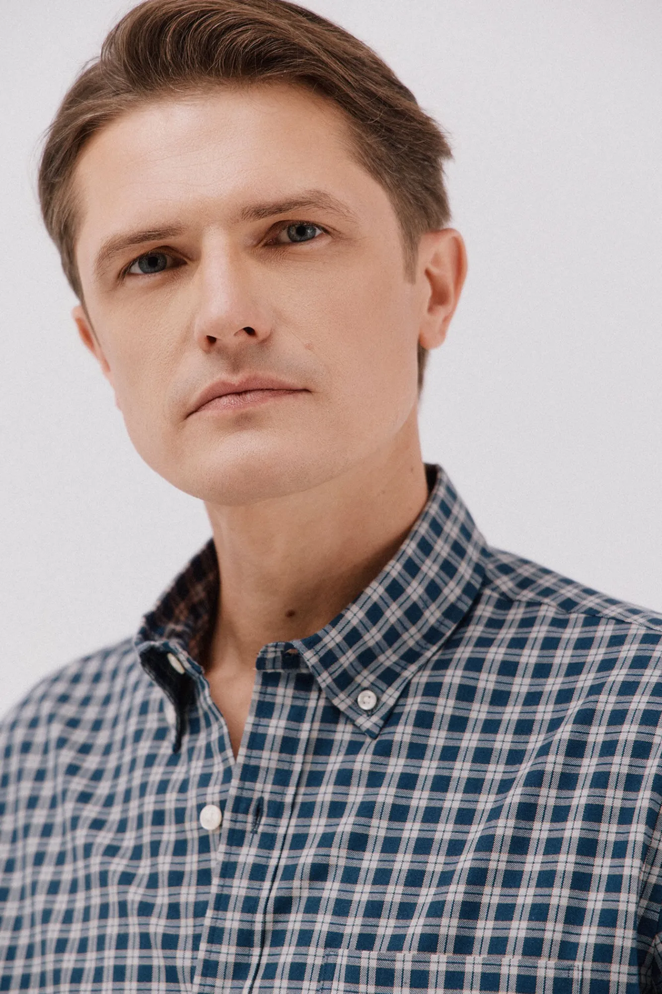 Cortefiel Camisas-Camisa twill xadrez Azul