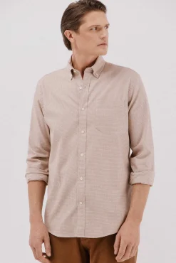 Cortefiel Camisas-Camisa twill xadrez Castanho