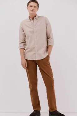 Cortefiel Camisas-Camisa twill xadrez Castanho