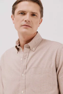 Cortefiel Camisas-Camisa twill xadrez Castanho