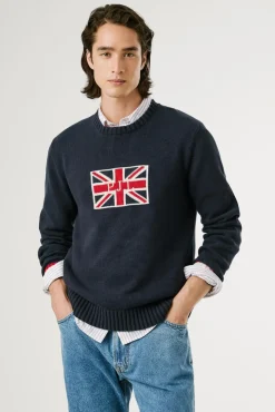 Pepe Jeans Camisolas-Camisa Union Jack Regular Fit azul