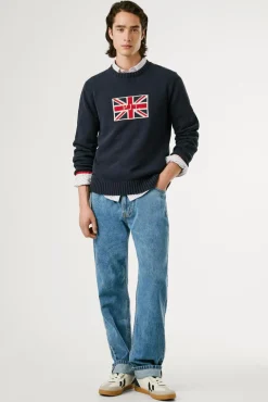 Pepe Jeans Camisolas-Camisa Union Jack Regular Fit azul