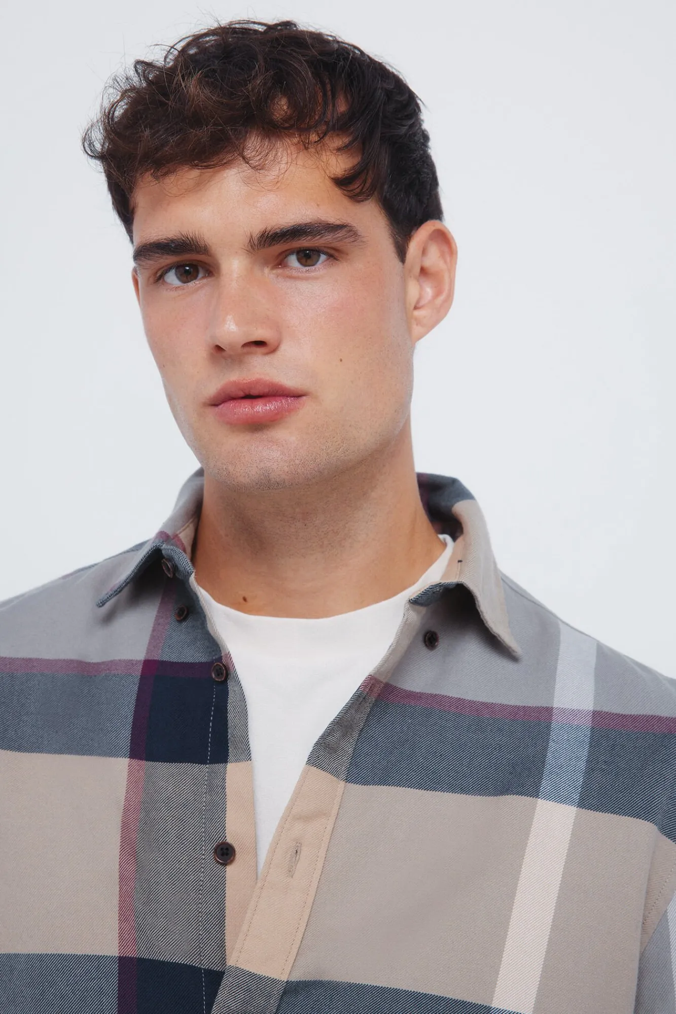 Springfield Camisas-Camisa xadrez bege