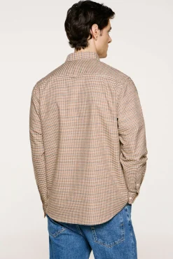 Selected Camisas-Camisa xadrez 100% algodão Tostado