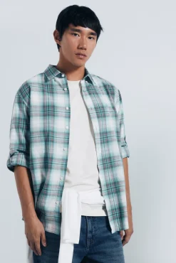 Springfield Camisas-Camisa xadrez de algodão verde