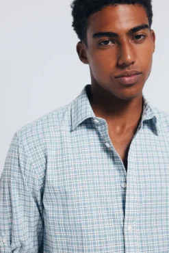 Springfield Camisas-Camisa xadrez de algodão azul